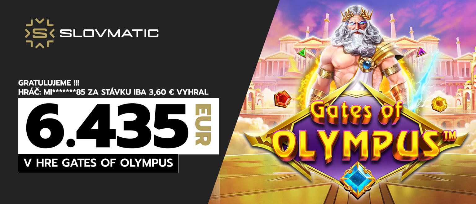Hráč MI******85 za stávku 3,60 eur vyhral 6 435 eur v hre Gates of Olympus.