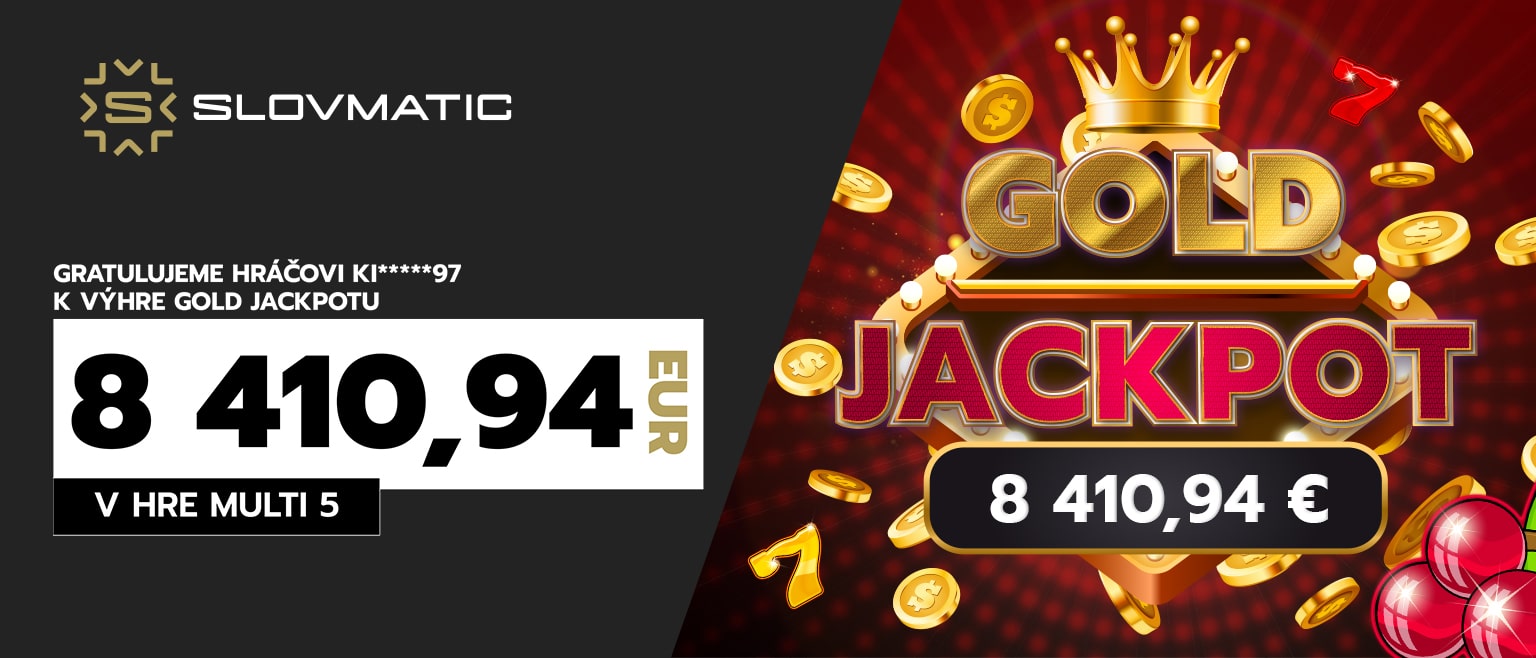 Hráč KI******97 vyhral Gold Jackpot v hodnote 8 410,94 eur v hre Multi 5.