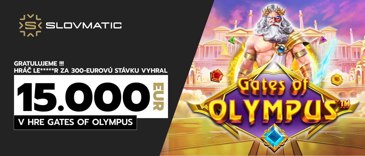 Hráč LE******R za stávku 300 eur vyhral 15 000 eur v hre Gates of Olympus.
