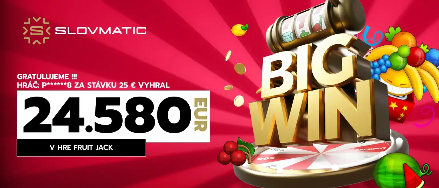 Hráč P******8 za stávku 25 eur vyhral 24 580 eur v hre Fruit Jack.