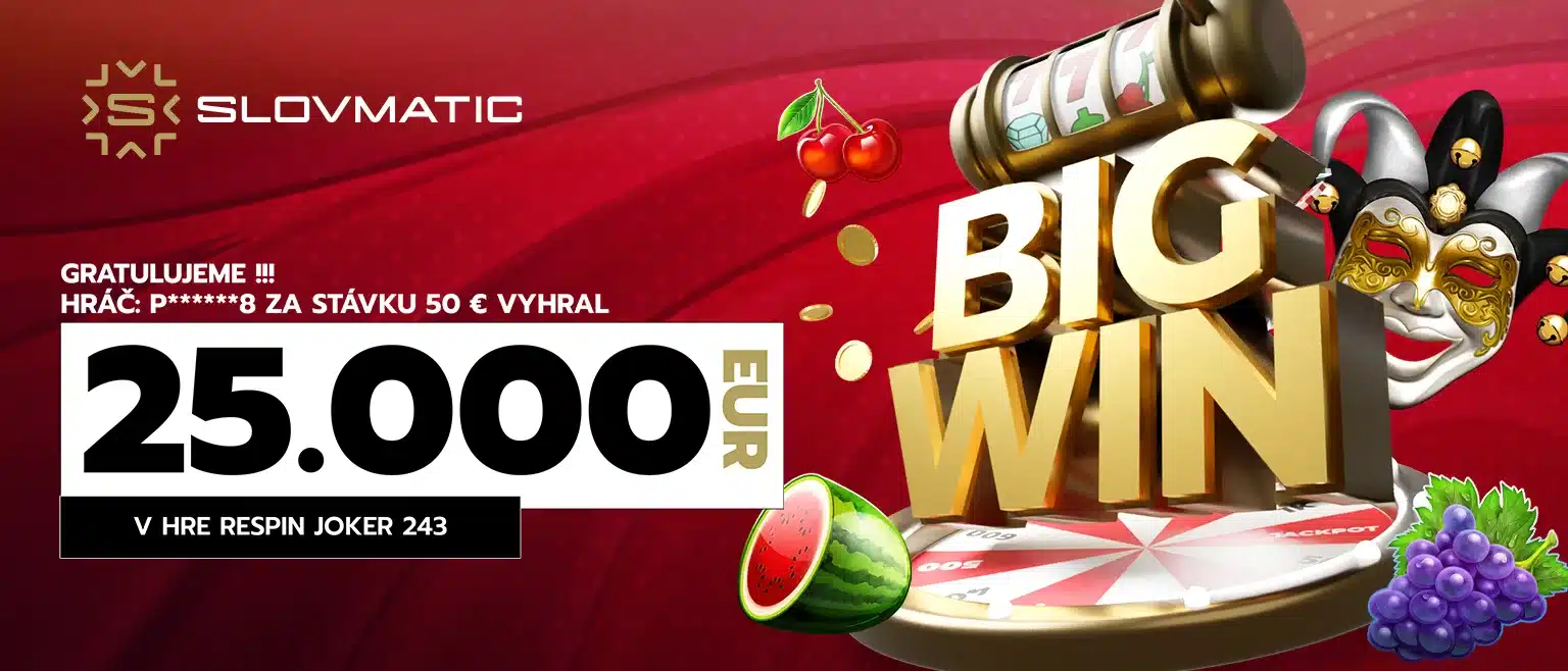 Hráč P******8 za stávku 50 eur vyhral 25 000 eur v hre Respin Joker 243.