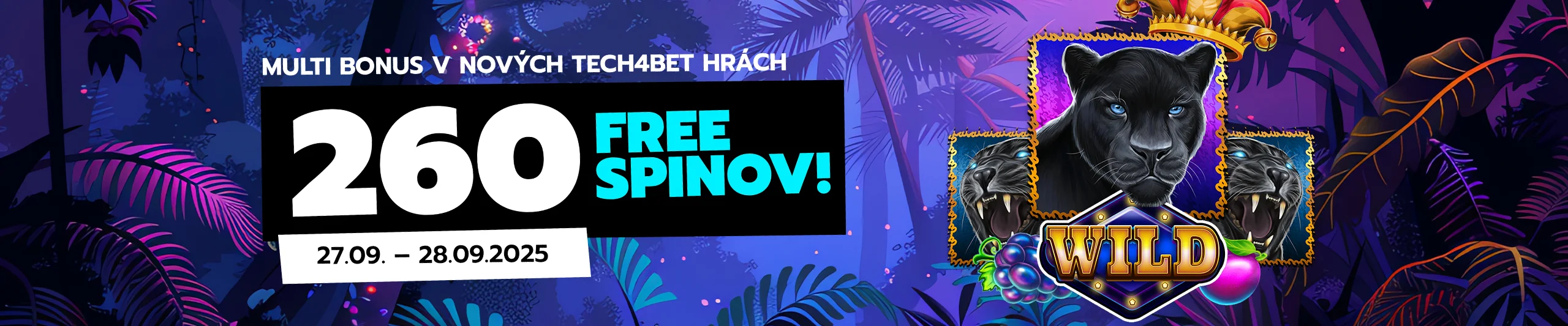 Multi bonus v nových Tech4Bet hrách - 260 free spinov! (27.09. - 28.09.2025)