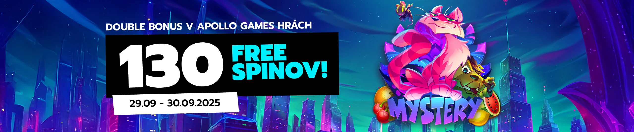 Double bonus v Apollo Games hrách - 130 free spinov! (29.09. - 30.09.2025)