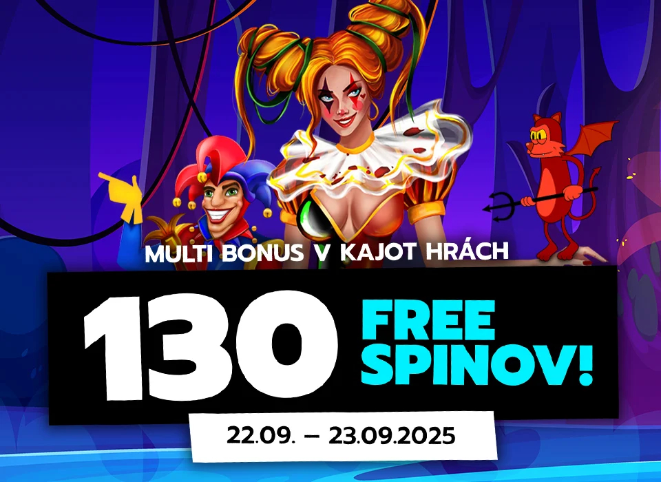 Multi bonus v Kajot hrách - 130 free spinov! (22.09. - 23.09.2025)