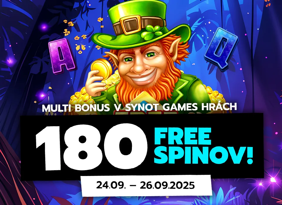 Multi bonus v Synot Games hrách - 180 free spinov! (24.09. - 26.09.2025)