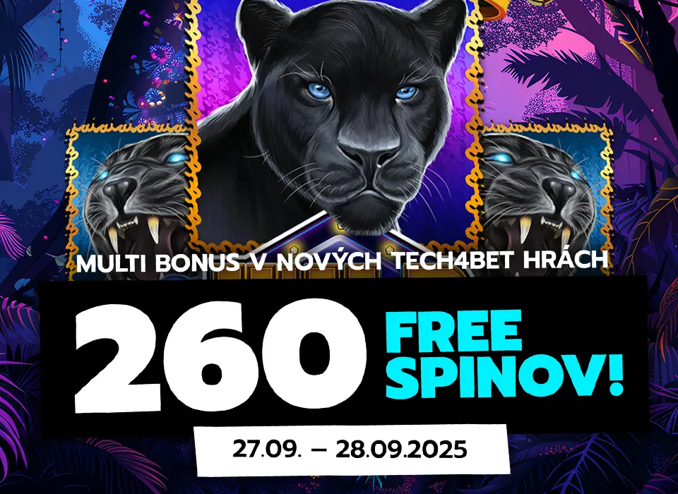Multi bonus v nových Tech4Bet hrách - 260 free spinov! (27.09. - 28.09.2025)
