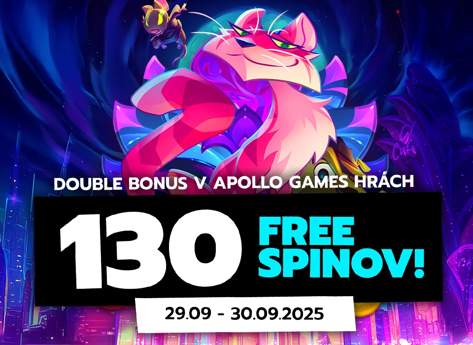 Double bonus v Apollo Games hrách - 130 free spinov! (29.09. - 30.09.2025)