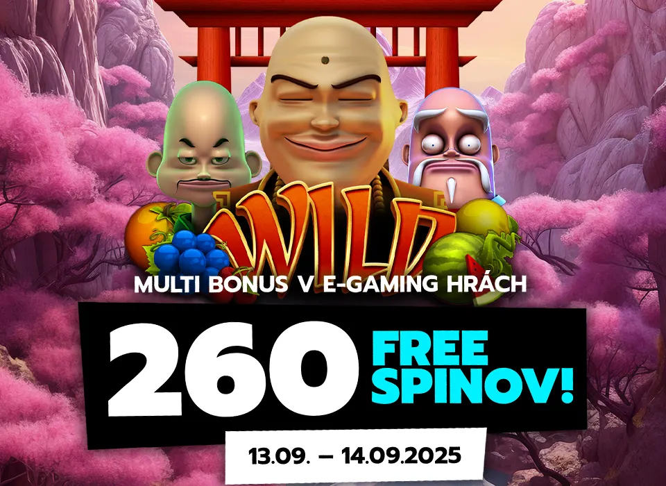 Multi bonus v E-Gaming hrách - 260 free spinov! (13.09. - 14.09.2025)