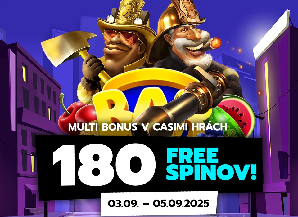 Multi bonus v Casimi hrách - 180 free spinov! (03.09. - 05.09.2025)